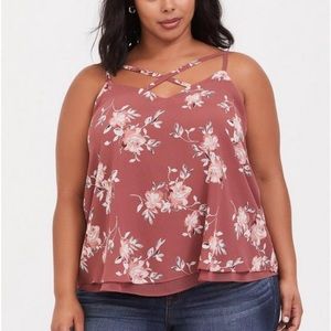 Dusty Pink Floral Chiffon Cami 3X